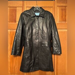 Vintage 100% Leather Women’s Trench Coat Jacket